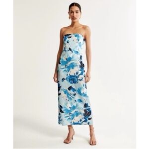 Abercrombie & Fitch Floral Strapless Maxi Dress - Blue